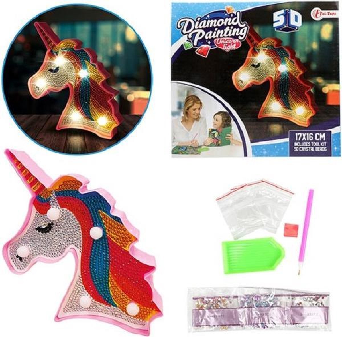 Diamond painting Lamp Eenhoorn 18x16 CM | Eenhoorn | Unicorn | Lamp | Uniek | Nachtlamp